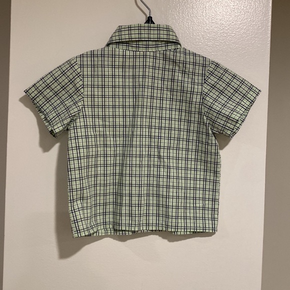 NWOT Boys Infant Green Plaid Button down shirt sleeve  Shirt - Picture 4 of 6